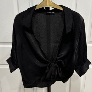 Cotton On Black Tie-Front Blouse